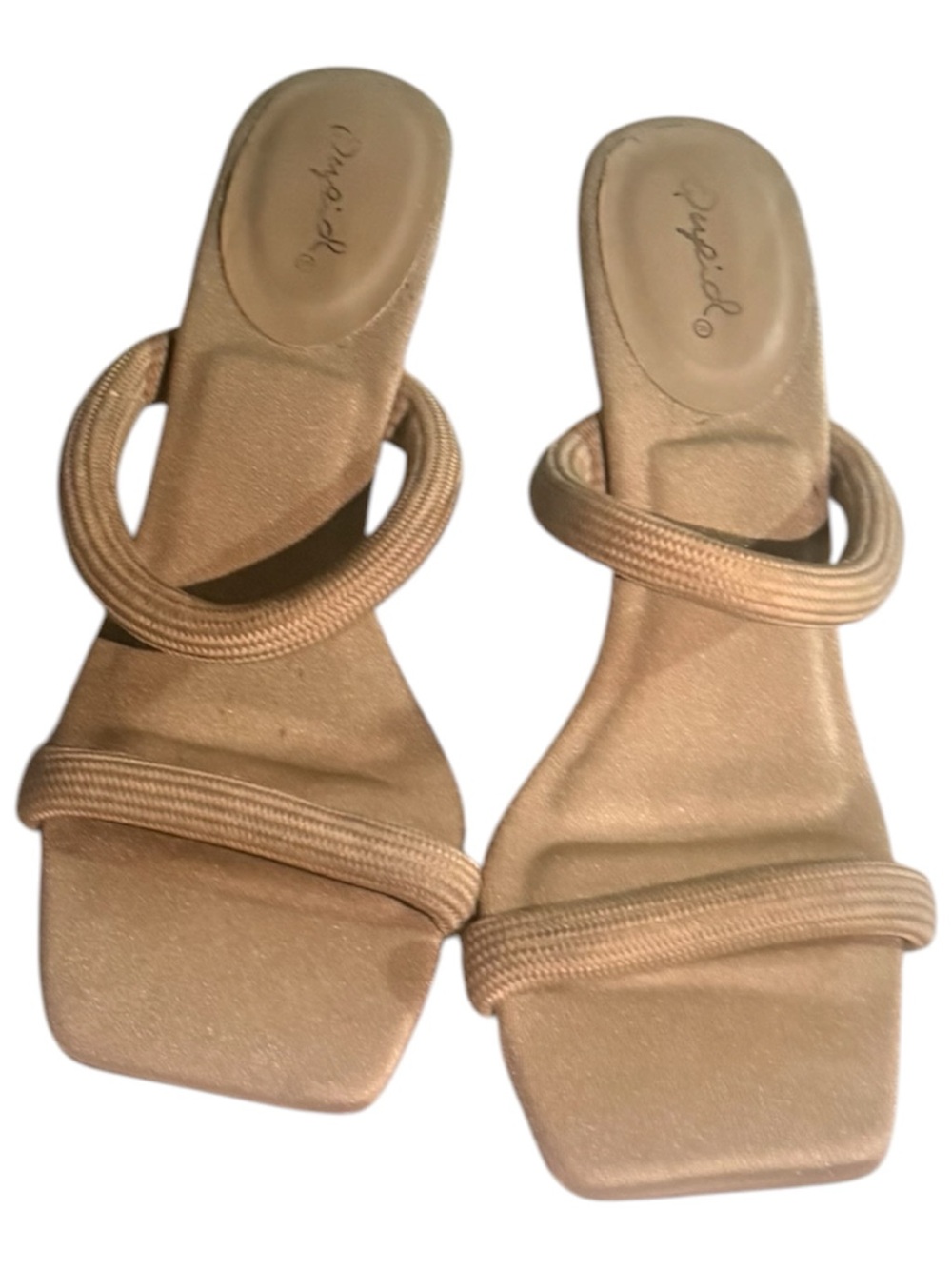 Qupid Nude Rope-Strap Slide Sandals